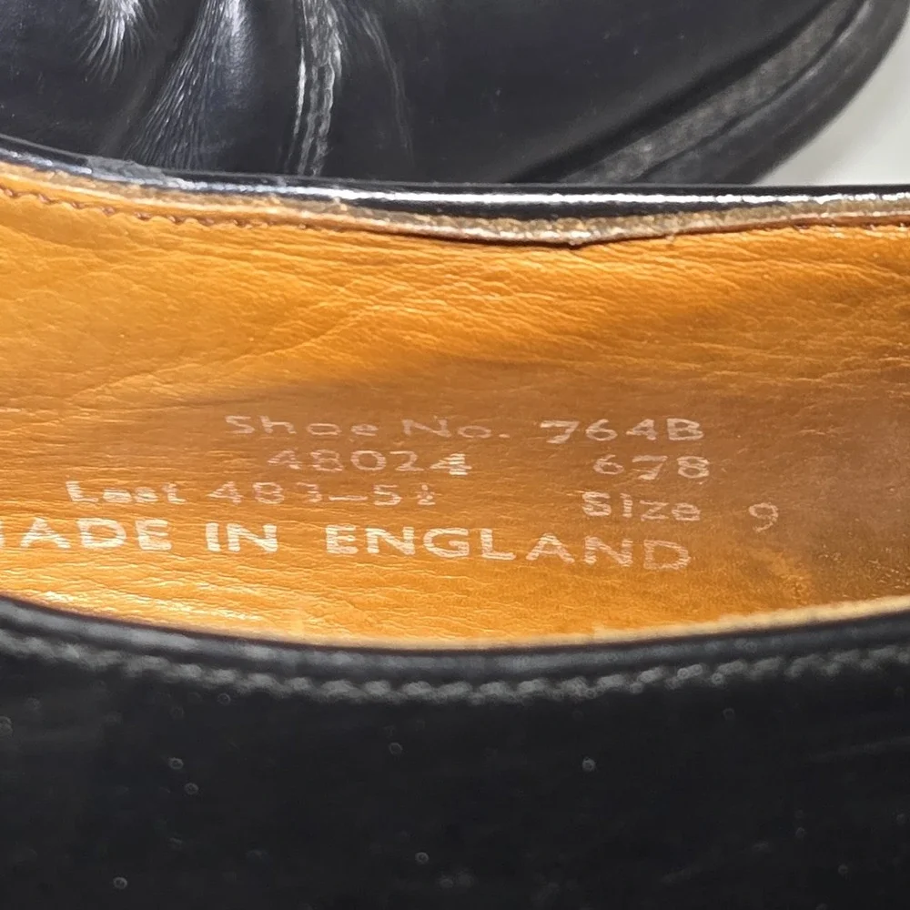Loake Brothers English Oxford Brogue Shoes Mens Size 9 UK Cap Toe Black Leather